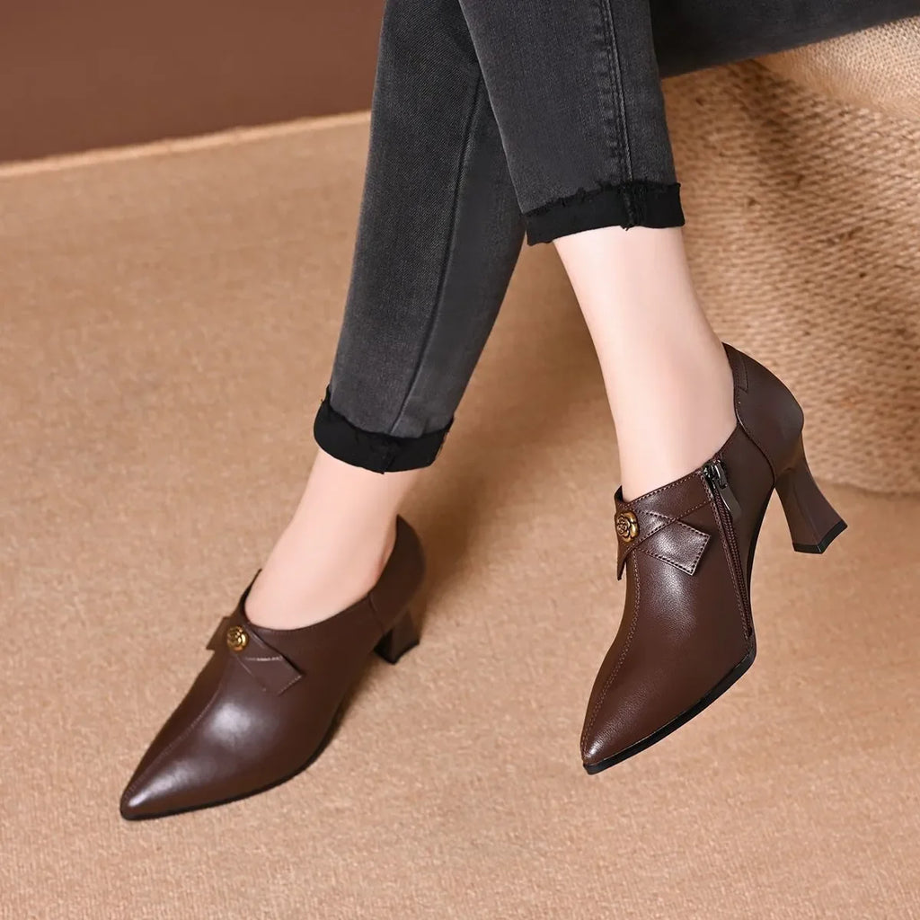 Tacones Altos Cuero Suave Aura Selene Confort, Elegancia y Bienestar Todo el Día