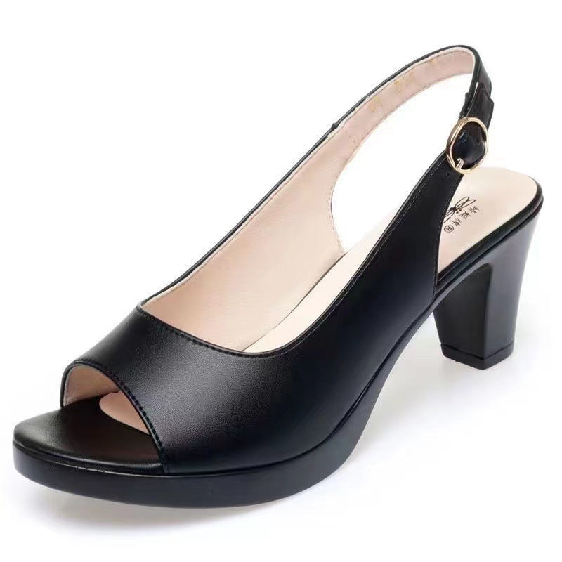 Sandalias de Tacón Cuero Suave Aurora Equilibrio Serenidad, Confort Supremo Todo el Día