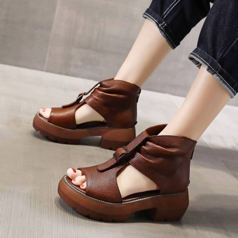 Sandalias Romanas Cuero Suave Travesía Aura, Corrección de Postura y Confort Prolongado