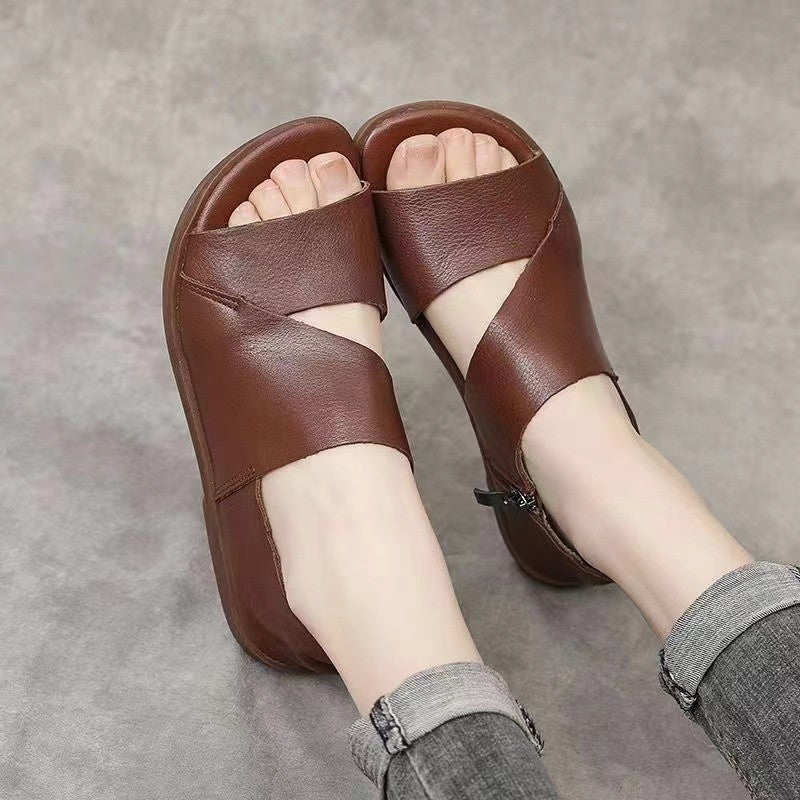 Sandalias Planas Cremallera Lateral Brisa Horizonte, Frescura y Comodidad Todo el Día