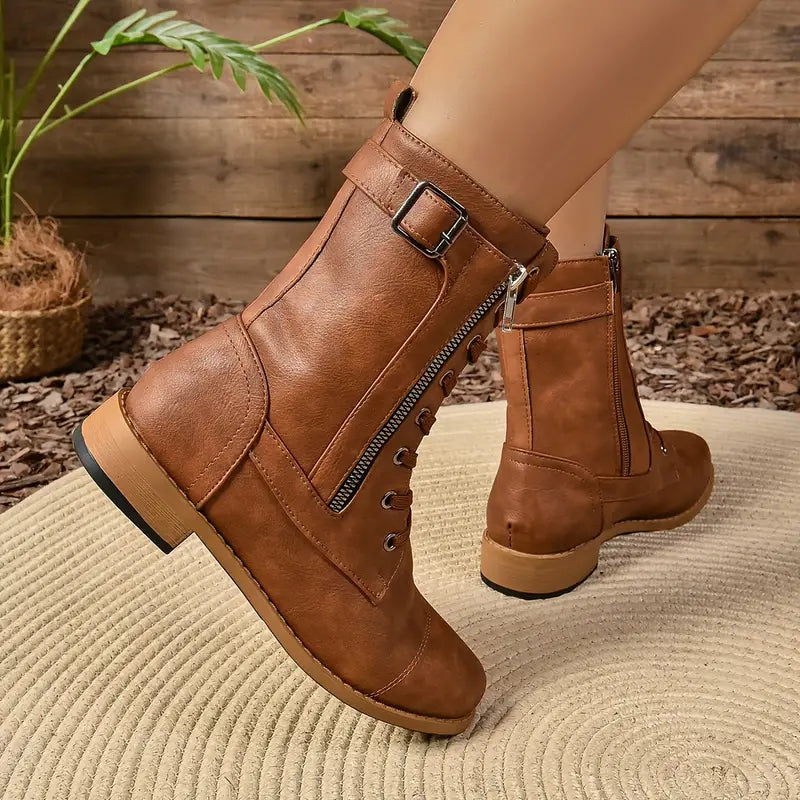 Botas Planas Cuero Suave Cumbre Jazz Horizonte, Comodidad Ortopédica y Estilo Moderno