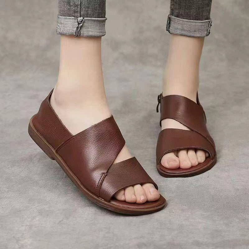 Sandalias Planas Cremallera Lateral Brisa Horizonte, Frescura y Comodidad Todo el Día