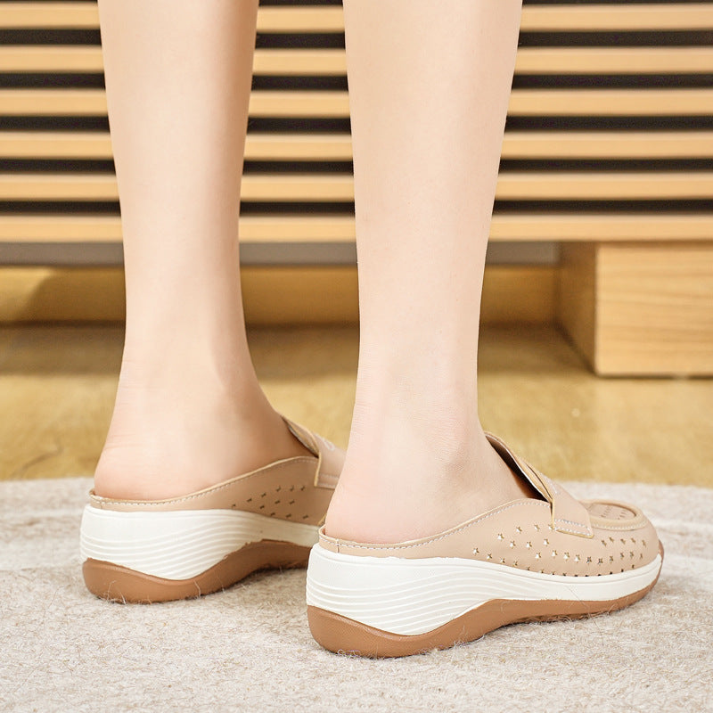 Zapatillas Antideslizantes Cuero Suave Horizonte Calma Camino, Comodidad y Estabilidad Todo el Día