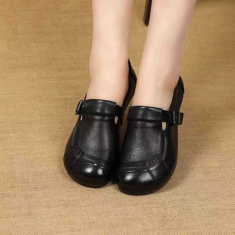 Zapatos Planos Cuero Impermeable Eclipse Serenidad Vintage, Comodidad Duradera y Estilo Retro