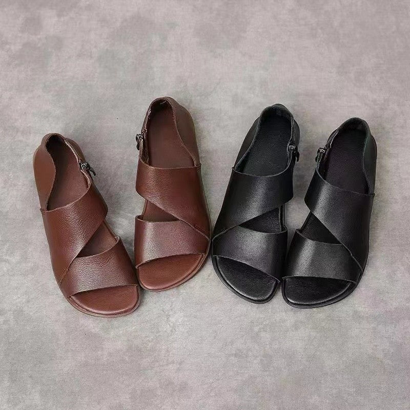 Sandalias Planas Cremallera Lateral Brisa Horizonte, Frescura y Comodidad Todo el Día