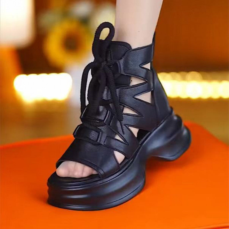 Sandalias de Plataforma Cuero Suave Prisma Serenidad, Alivio Total para Pies Sensibles