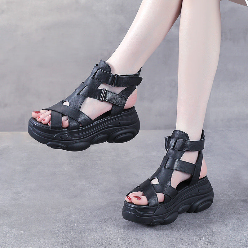 Sandalias de Plataforma Cuero Suave Forma Aurora Camino, Postura Saludable y Comodidad Todo el Día