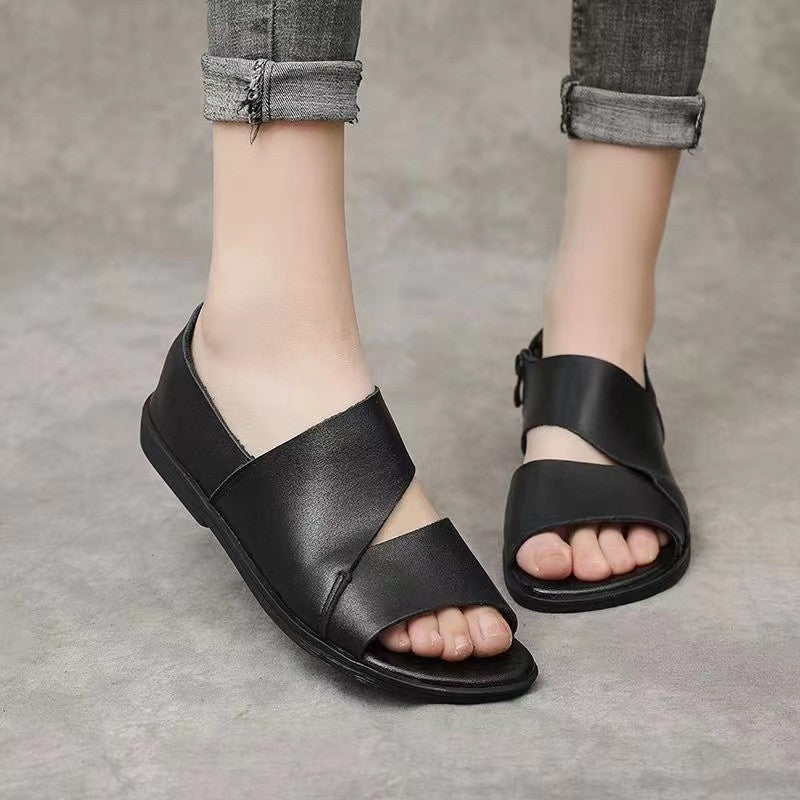 Sandalias Planas Cremallera Lateral Brisa Horizonte, Frescura y Comodidad Todo el Día