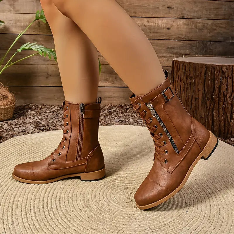 Botas Planas Cuero Suave Cumbre Jazz Horizonte, Comodidad Ortopédica y Estilo Moderno