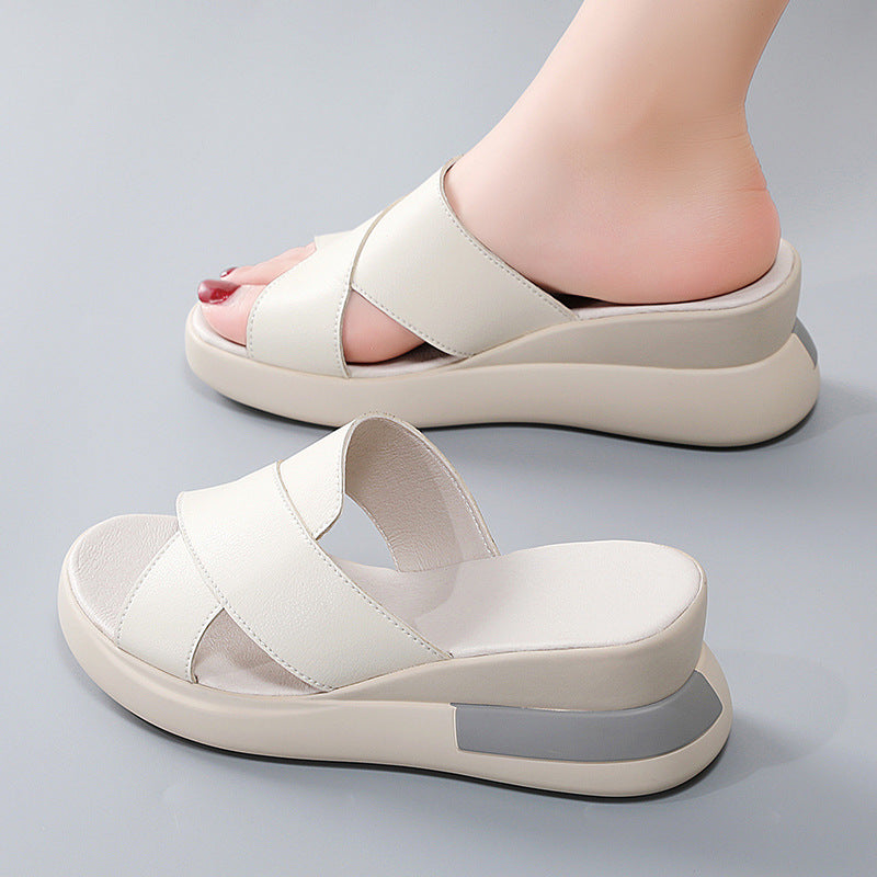 Sandalias de Plataforma Cuero Suave Aura Camino Majestad, Postura Mejorada y Comodidad Duradera