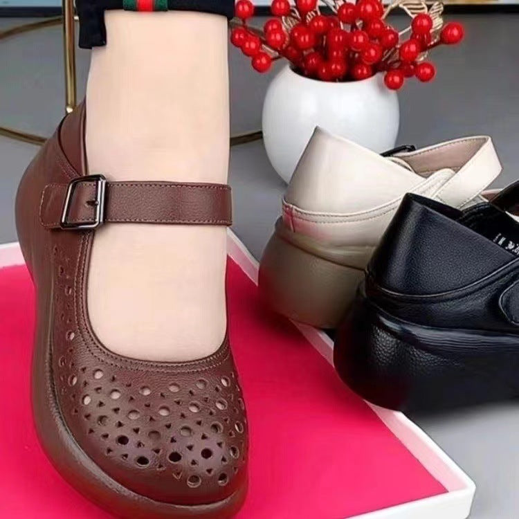 Sandalias Planas Cuero Perforado Brisa Horizonte Zen, Frescura y Confort Todo el Día