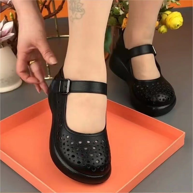 Sandalias Planas Cuero Perforado Brisa Horizonte Zen, Frescura y Confort Todo el Día