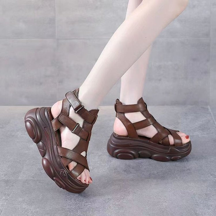 Sandalias de Plataforma Cuero Suave Forma Aurora Camino, Postura Saludable y Comodidad Todo el Día