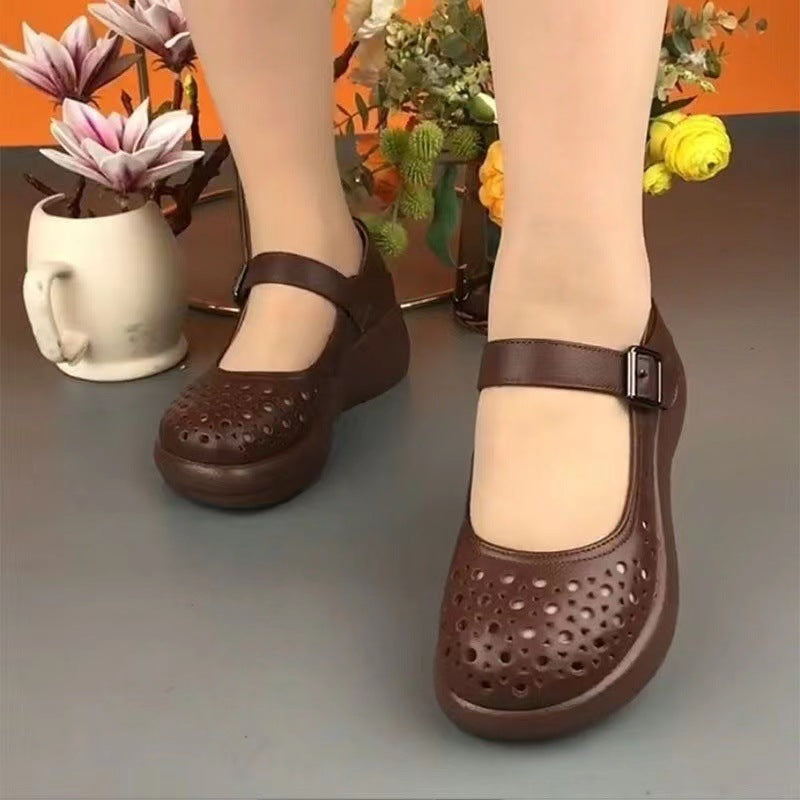 Sandalias Planas Cuero Perforado Brisa Horizonte Zen, Frescura y Confort Todo el Día