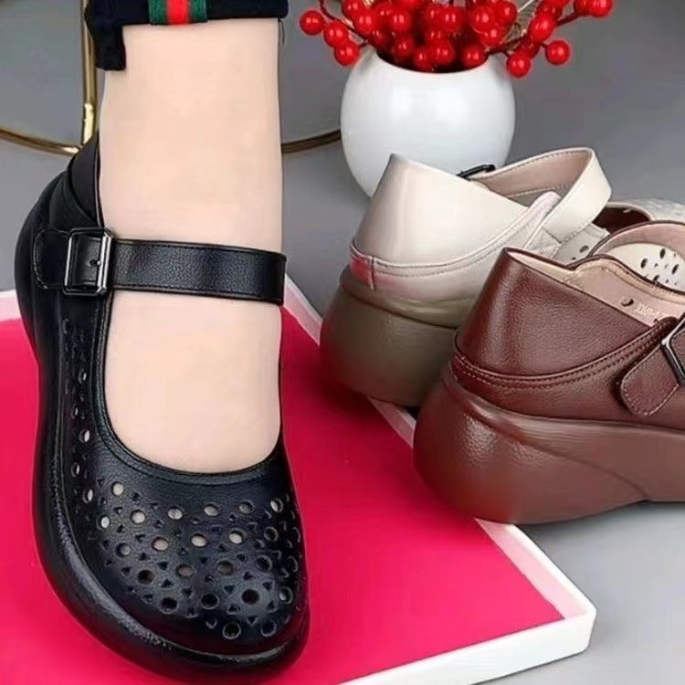 Sandalias Planas Cuero Perforado Brisa Horizonte Zen, Frescura y Confort Todo el Día