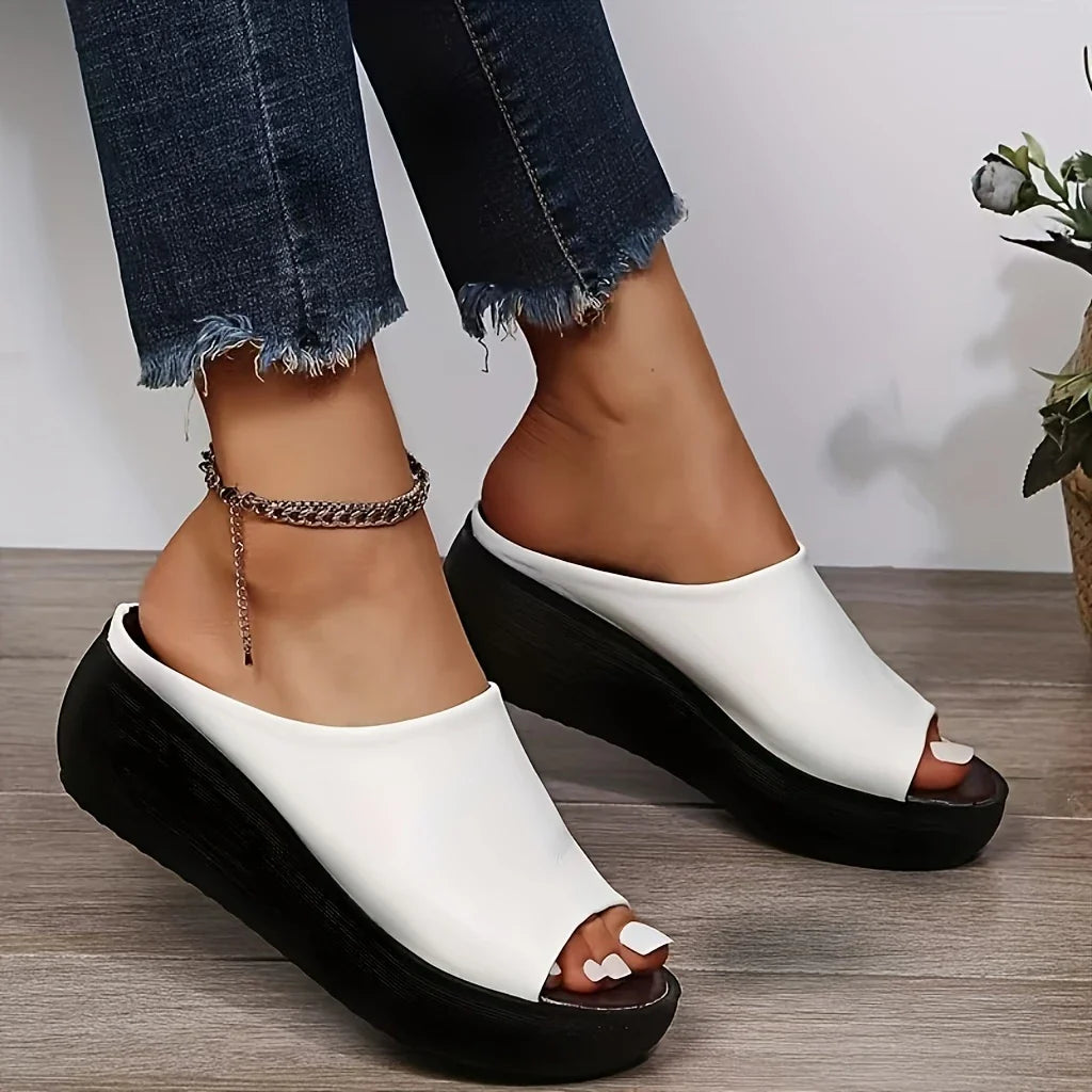 Sandalias de Plataforma Cuero Suave Aurora Vitalidad Serenidad, Alivio para Pies Sensibles