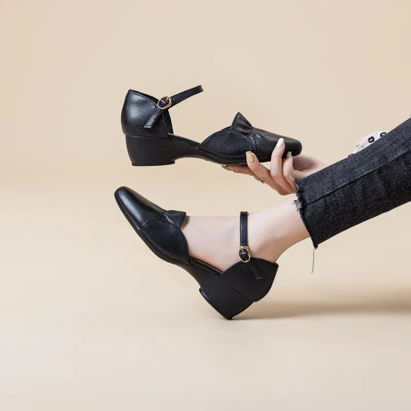 Sandalias de Cuña Cuero Suave Aura Camino Equilibrio, Confort Duradero y Soporte Superior