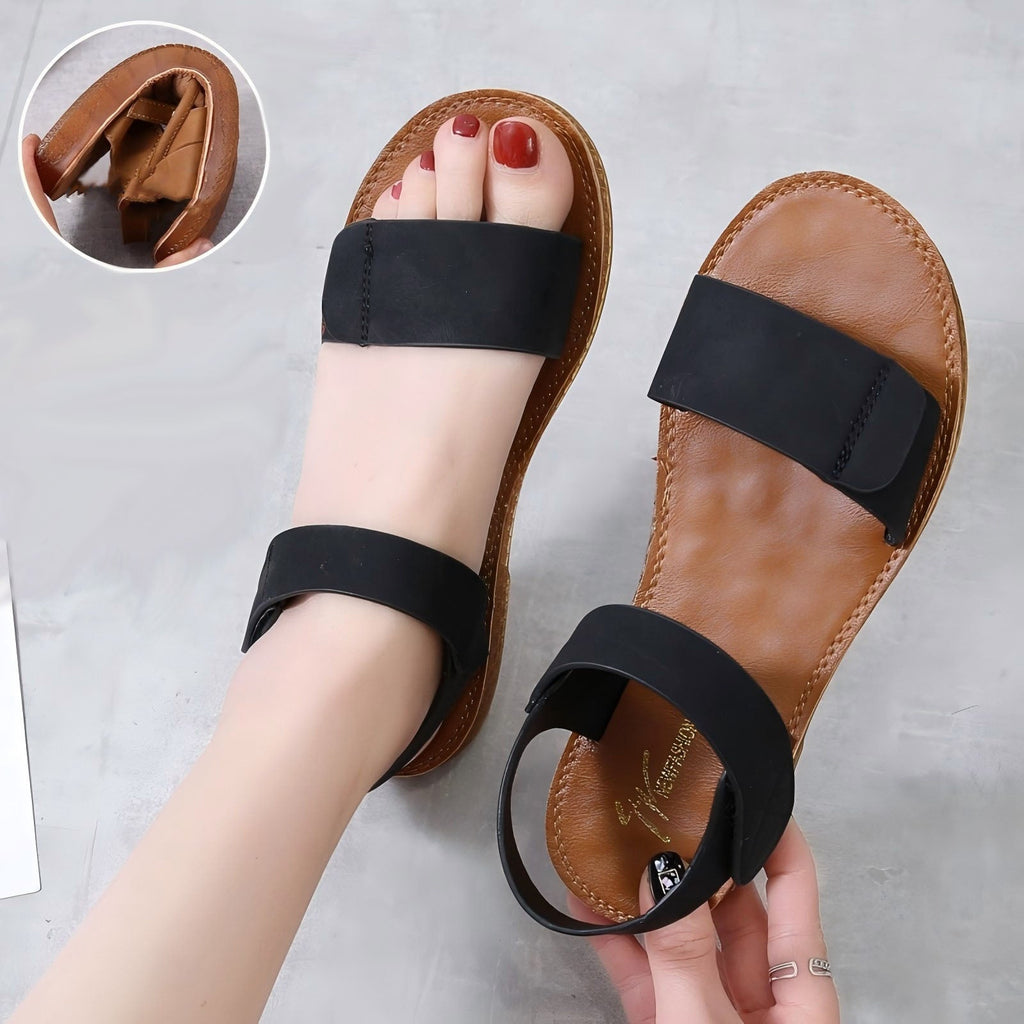 Sandalias Planas Cuero Suave Travesía Aura Serenidad, Máximo Confort Antideslizante