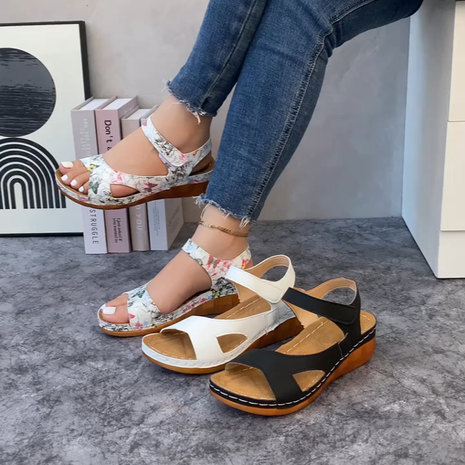 Sandalias de Cuña Cuero Suave Esencia Horizonte Calma, Postura Saludable y Estilo Atemporal