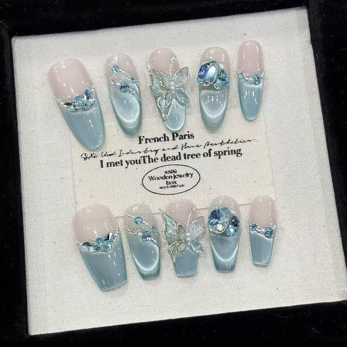 Uñas Postizas Acrílico Brisa Estrella Verso, Belleza Instantánea y Natural