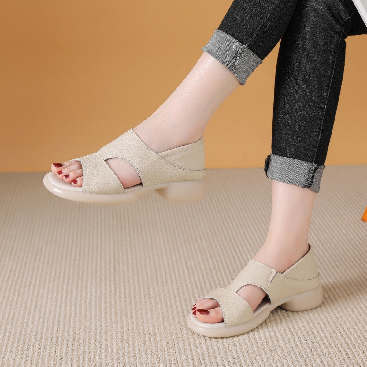 Sandalias Planas Cuero Suave Aura Camino Serenidad, Postura Saludable Todo el Día