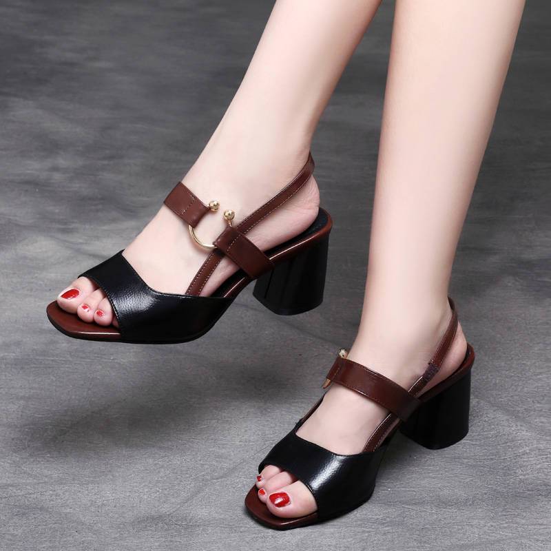 Sandalias de Tacón Cuero Suave Aura Camino Serenidad, Soporte Óptimo y Confort Prolongado