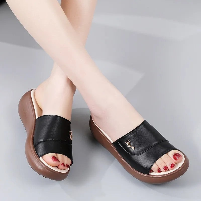 Sandalias de Tacón Cuero Suave Bosque Serenidad Prisma, Corrección Postural y Confort Duradero