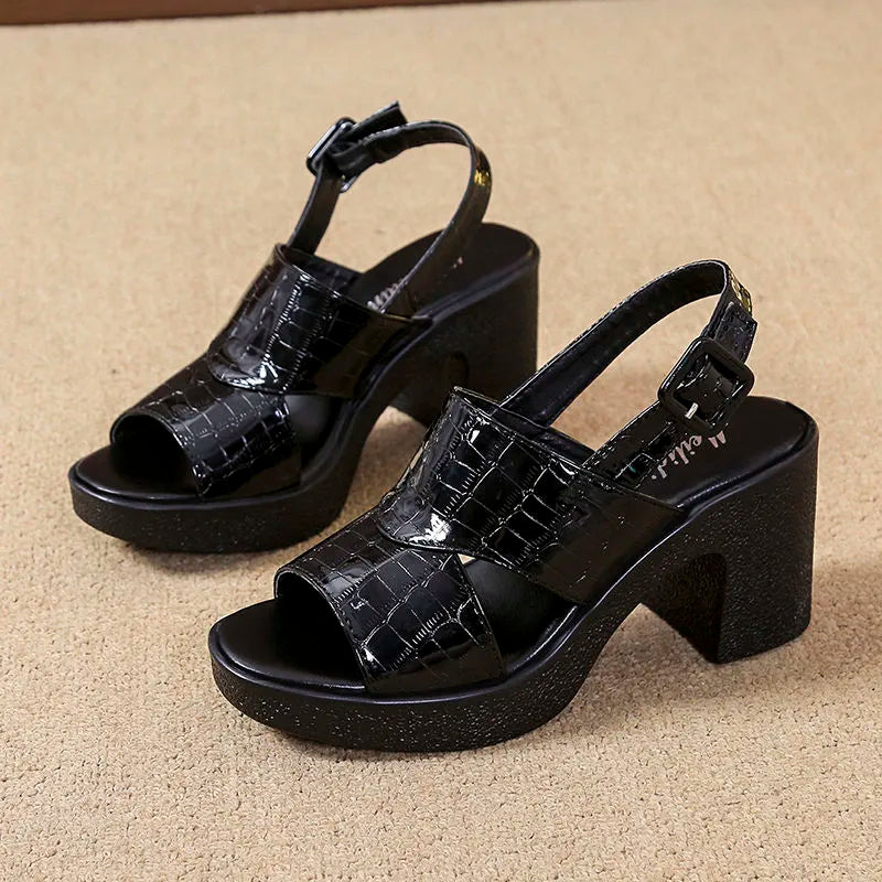 Tacones Altos Cuero Suave Aura Cumbre Prisma, Elevación y Confort Postural