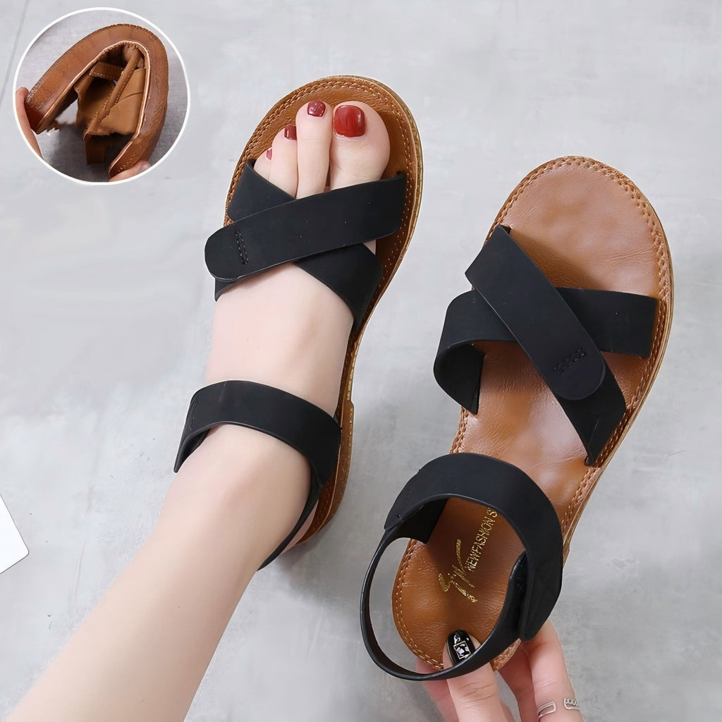 Sandalias Planas Cuero Suave Travesía Aura Serenidad, Máximo Confort Antideslizante