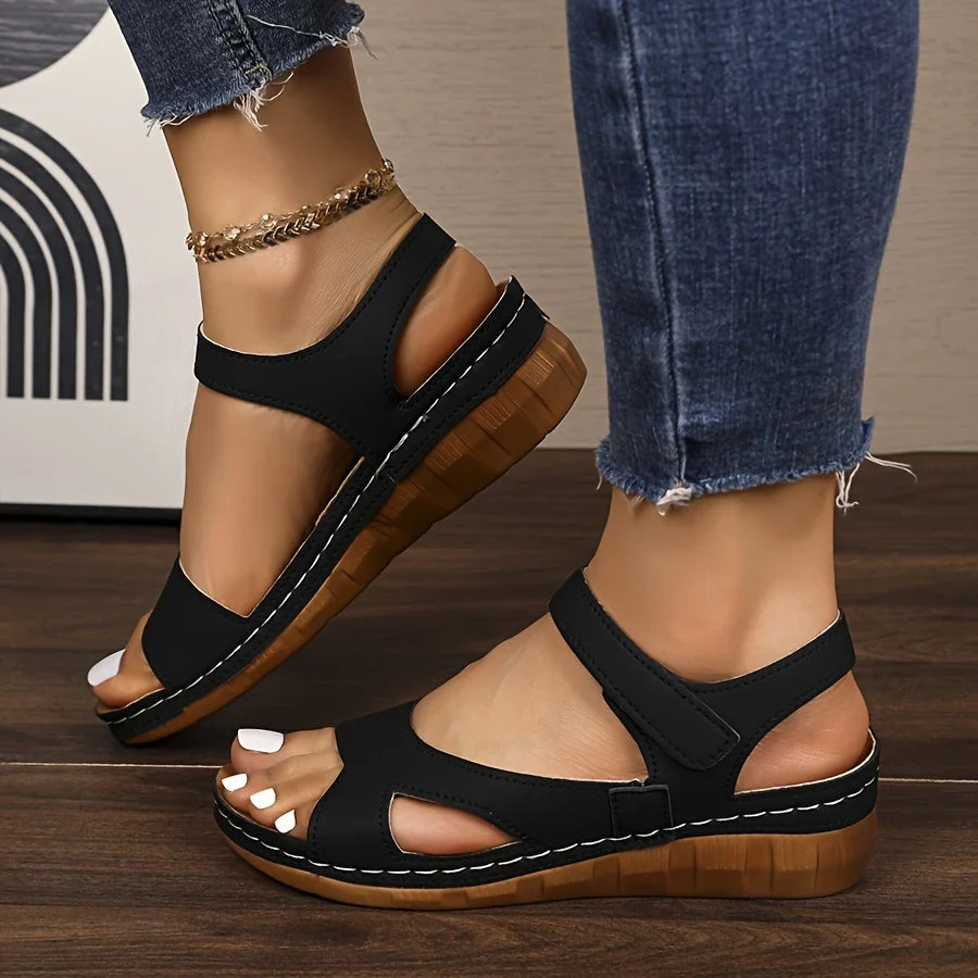 Sandalias de Cuña Cuero Suave Esencia Horizonte Calma, Postura Saludable y Estilo Atemporal