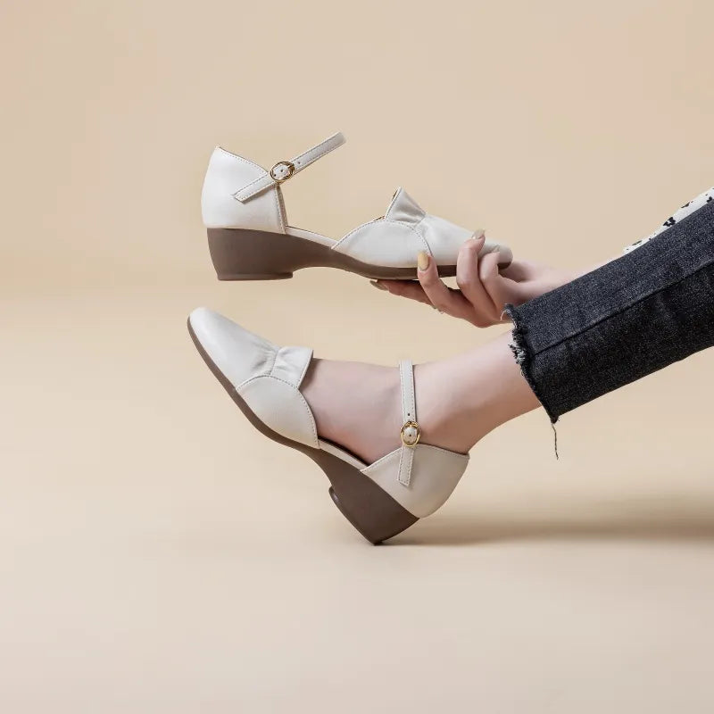 Sandalias de Cuña Cuero Suave Aura Camino Equilibrio, Confort Duradero y Soporte Superior