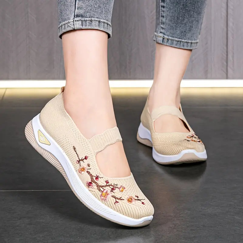 Zapatos Planos Tejido Transpirable Flor Jazz Horizonte, Comodidad y Frescura Todo el Día