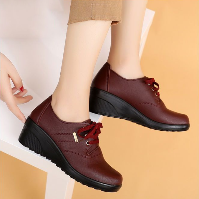 Zapatos Cuña Cuero Suave Travesía Serenidad, Comodidad y Soporte Todo el Día