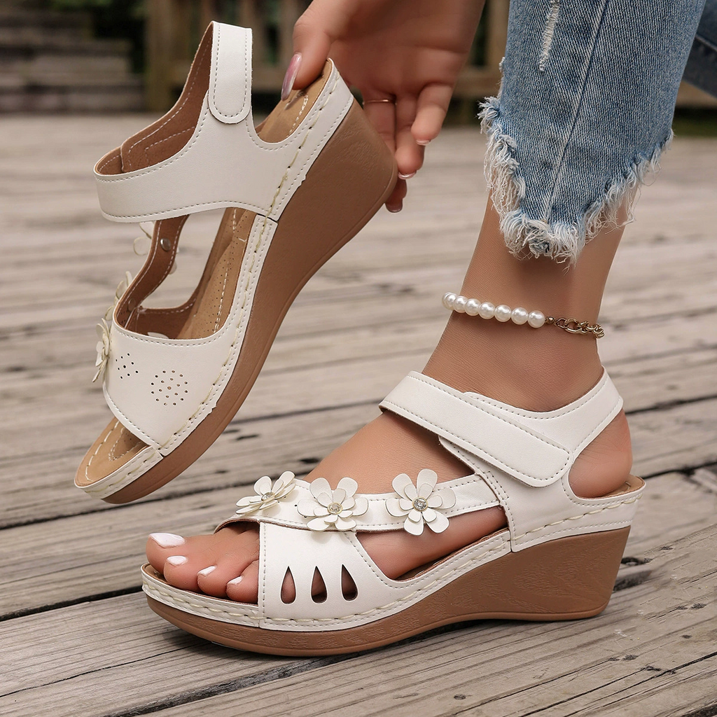 Sandalias Ortopédicas Cuero Suave Flor Prisma Serenidad, Postura Saludable y Comodidad Todo el Día