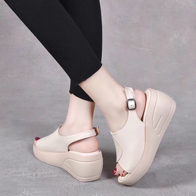 Sandalias de Plataforma Cuero Suave Aura Horizonte, Estilo y Comodidad Superior Todo el Día