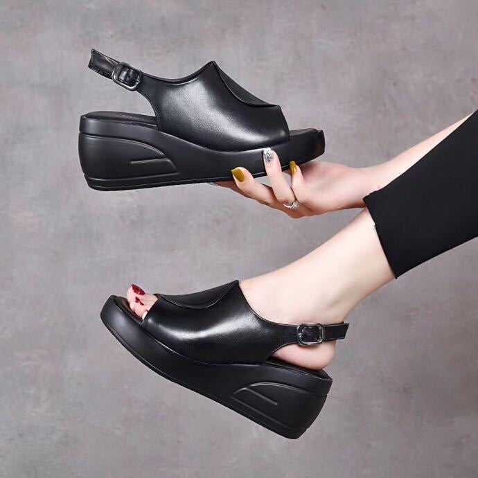 Sandalias de Plataforma Cuero Suave Aura Horizonte, Estilo y Comodidad Superior Todo el Día