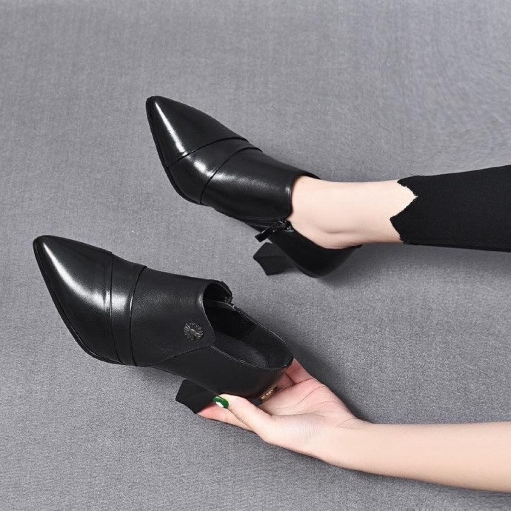 Tacones Altos Cuero Suave Aurora Prisma Íntegro, Elevación Cómoda Todo el Día