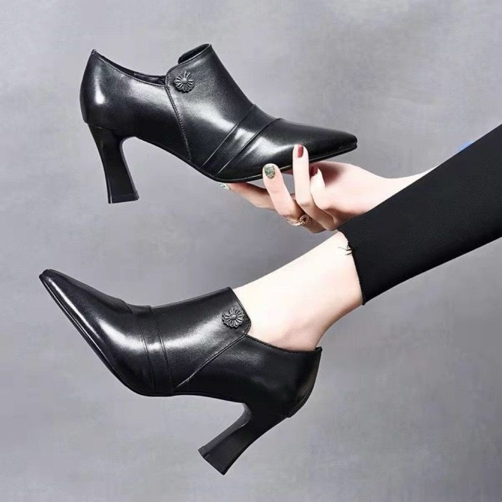 Tacones Altos Cuero Suave Aurora Prisma Íntegro, Elevación Cómoda Todo el Día