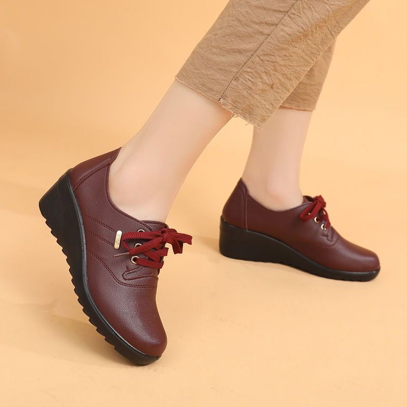 Zapatos Cuña Cuero Suave Travesía Serenidad, Comodidad y Soporte Todo el Día