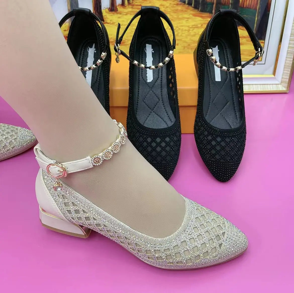 Tacones Altos Malla Transpirable Aura Selene Prisma, Elegancia y Comodidad Todo el Día