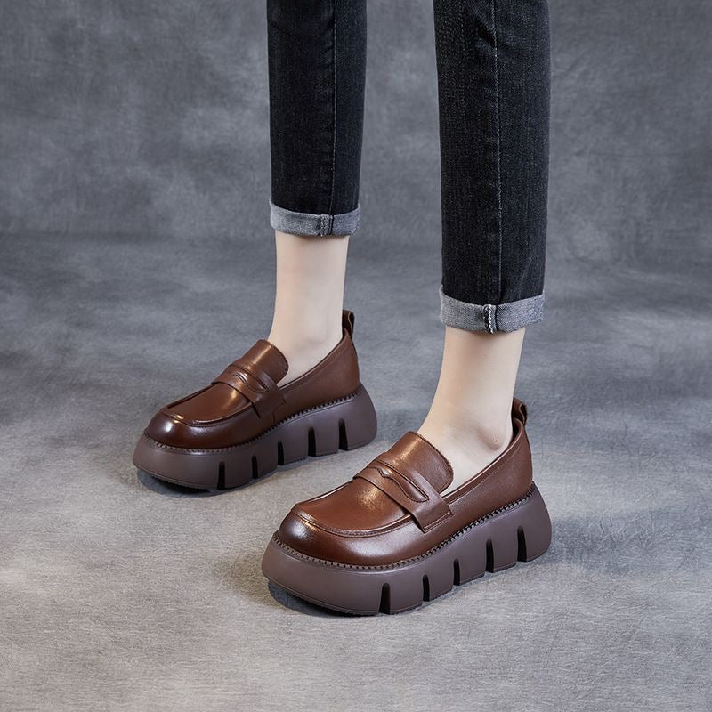 Mocassines Plataforma Cuero Suave Prisma Cumbre Serenidad, Soporte Superior y Comodidad Todo el Día