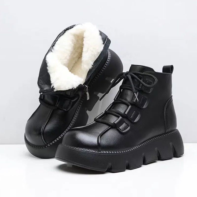 Botas de Nieve Cuero Premium Eclipse Boreal Serenidad, Calidez y Confort Todo el Día