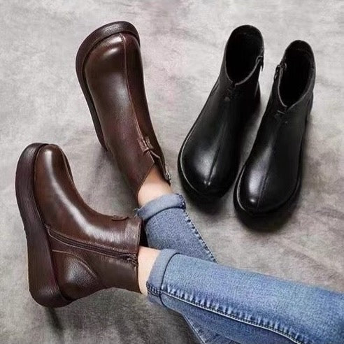 Botines Antideslizantes Cuero Premium Horizonte Nube Íntegro, Comodidad y Calidez en Cada Paso