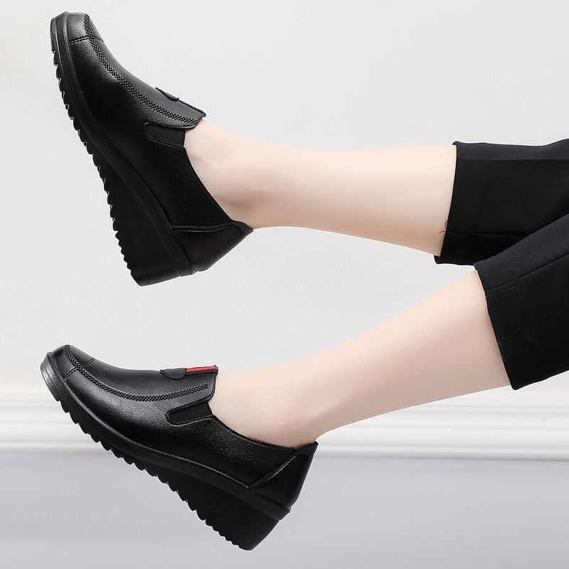 Zapatos de Cuña Cuero Suave Aura Horizonte Serenidad, Máximo Confort y Estabilidad Todo el Día