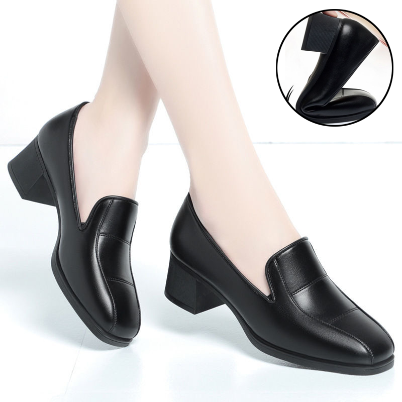 Tacones Medios Cuero Suave Prisma Serenidad, Elegancia Cómoda Para Todo el Día