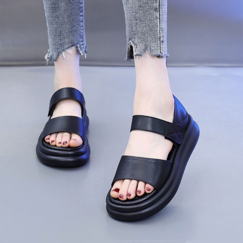 Sandalias Planas Cuero Suave Nube Aura Camino, Comodidad y Postura Mejorada