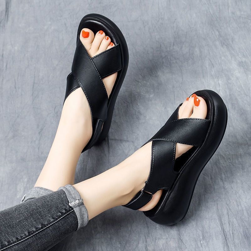 Sandalias de Tacón Cuero Suave Eclipse Aura Caminho, Postura Saludable y Confort Prolongado