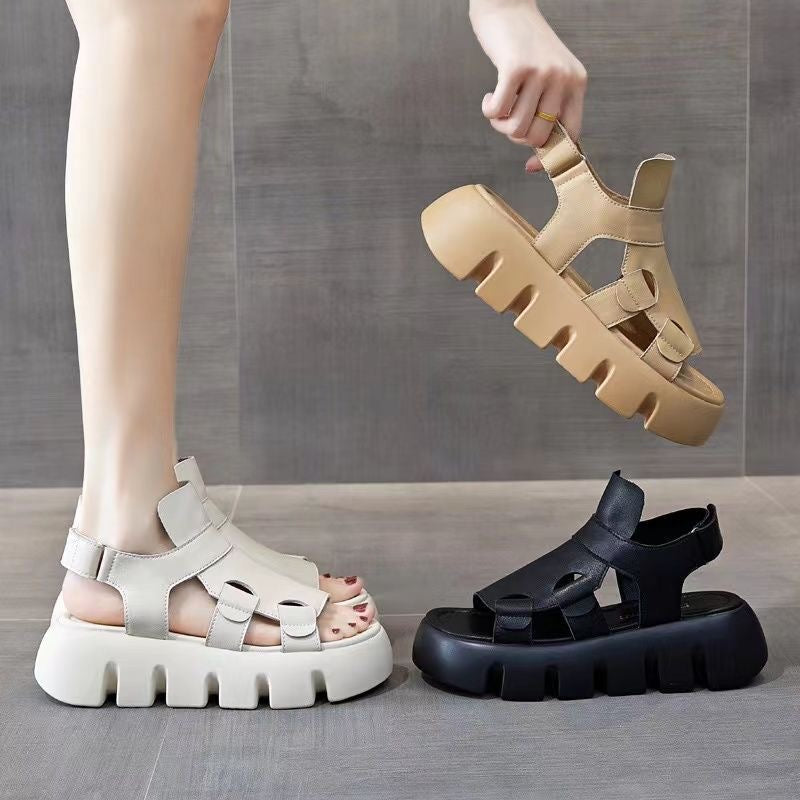 Sandalias de Plataforma Cuero Suave Travesía Luna Serenidad, Postura Óptima y Confort Prolongado