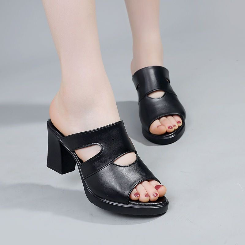 Sandalias de Tacón Cuero Suave Aura Horizonte Jazz, Comodidad y Estilo Todo el Día