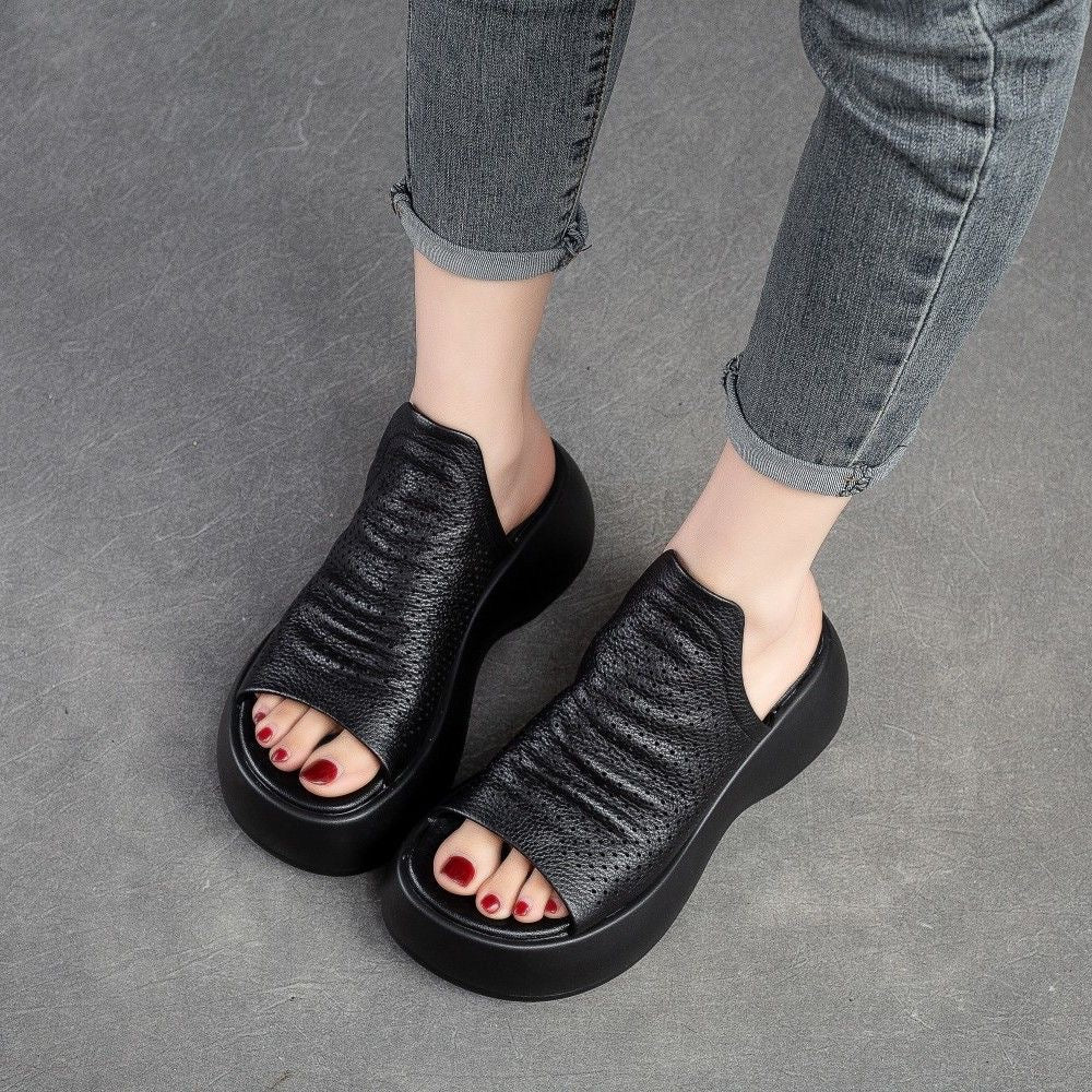 Sandalias de Tacón Cuero Suave Travesía Serenidad Prisma, Comodidad y Estilo Todo el Día